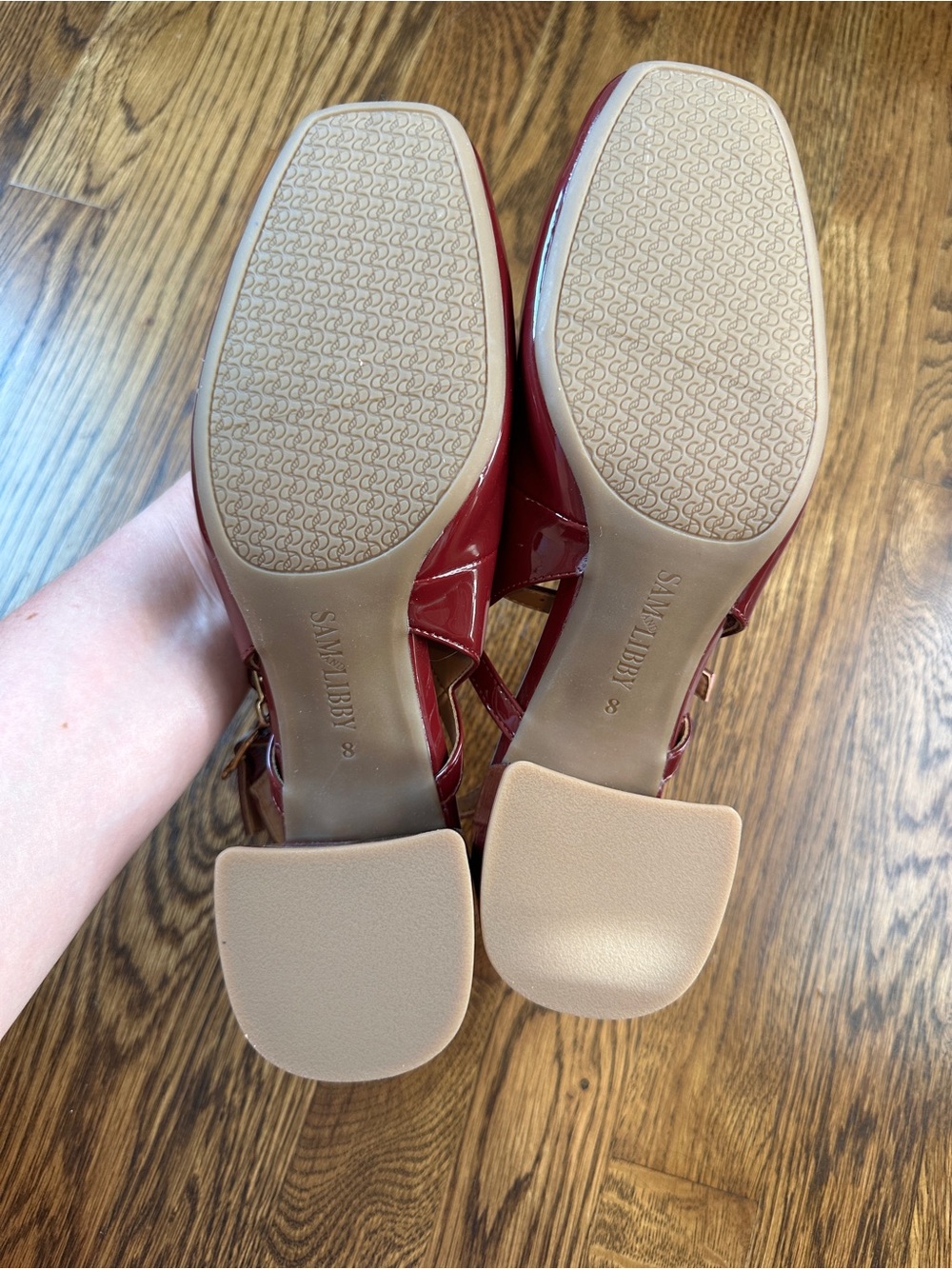 Sam & Libby Mary Jane Slingback Block Heel - Maroon - Size 8 - Picture 4 of 6